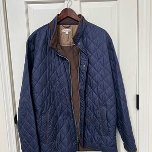 Peter Millar Navy and Brown Quilted Puffer Jacket